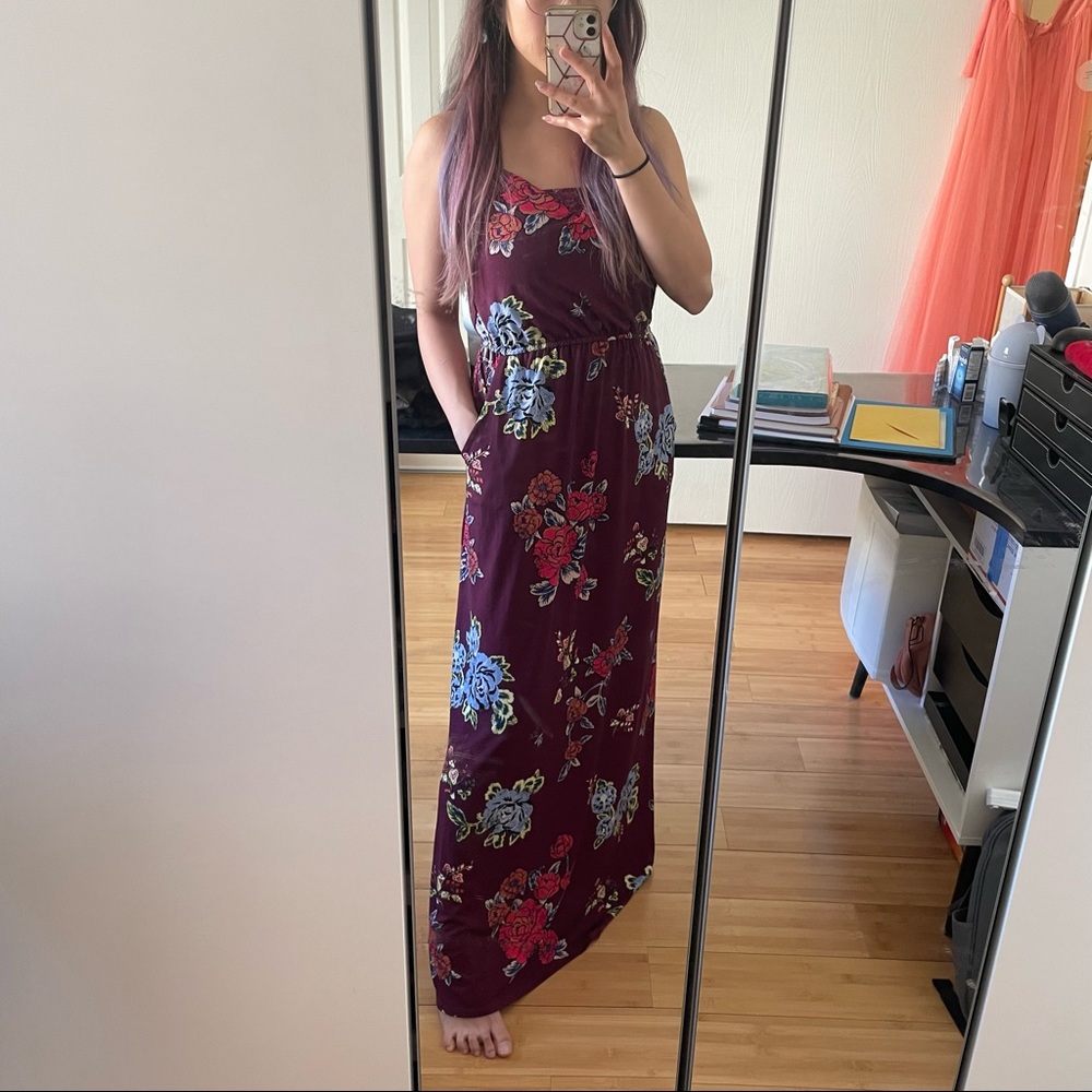 NEW Without Tags Pocketed Elastic Waist Comfy Floral Maxi Dress